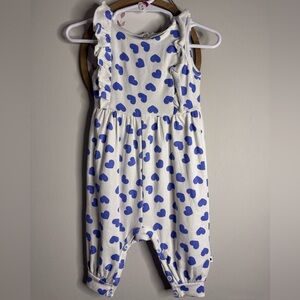 Molo White Romper with Blue Heart Print nwt 6m